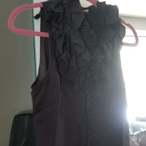 J crew ruffle sleeveless silk top